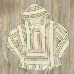 Southern Spirit Striped Beach Vacation Comfy Hoodie Poncho Sweatshirt Size S